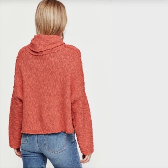 Free People Womens Big Easy Cowl Neck Pullover Sweater Red Sz L - Picture 4 of 16